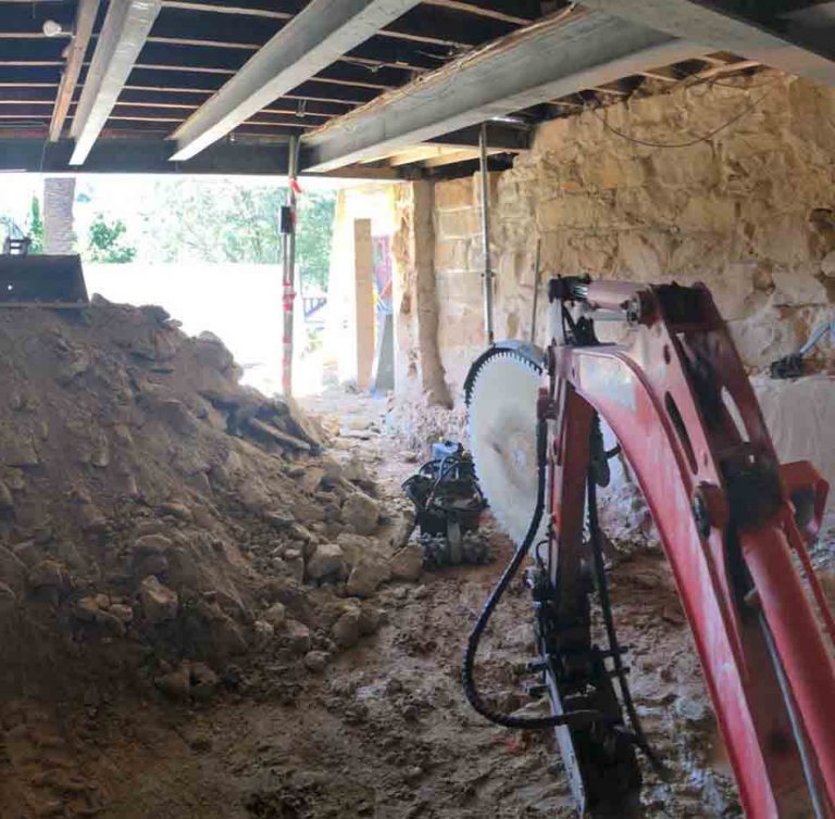 excavation-under-house-tight-access-difficult-access-rock-saw
